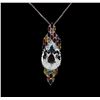 Image 1 : 14KT White Gold 23.00 ctw Beryl, Sapphire and Ruby Pendant With Chain