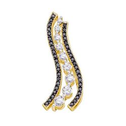 1.0CTW White and Black Diamond Journey 10KT Pendant Yellow Gold