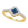 Image 1 : 0.33CTW White and Blue Diamond Anniversary 10KT Ring Yellow Gold