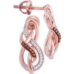 0.12CTW White and Champagne Diamond Mirco-Pave 10KT Earrings Rose Gold