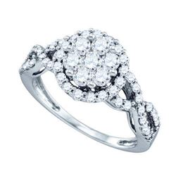 1CT Diamond Flower 10KT Ring White Gold