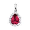 Image 1 : 0.10CT Diamond and 1CT Ruby Anniversary 14KT Pendant White Gold