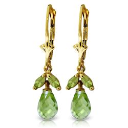 3.4 ctw Peridot Earrings Jewelry 14KT Yellow Gold