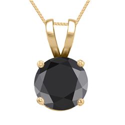 14K Yellow Gold Jewelry 0.54 ct Black Diamond Solitaire Necklace