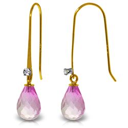 1.38 ctw Pink Topaz & Diamond Earrings Jewelry 14KT Yellow Gold