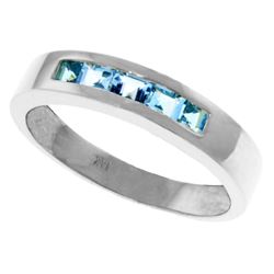 0.60 ctw Blue Topaz Ring Jewelry 14KT White Gold