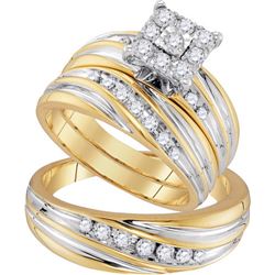 0.75CT Diamond Trio Set 10KT Ring Yellow Gold