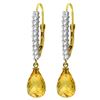 Image 1 : 4.8 ctw Citrine & Diamond Earrings Jewelry 14KT Yellow Gold
