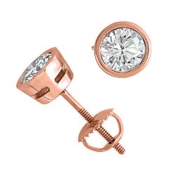 14K Rose Gold Jewelry 2.01 ctw Natural Diamond Stud Earrings