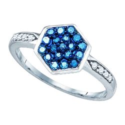 0.33CTW White and Blue Diamond Anniversary 10KT Ring White Gold