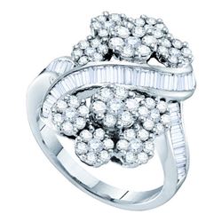 2.25CT Diamond Flower 14KT Ring White Gold