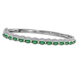 0.35CT Diamond and 2.35CT Emerald Anniversary 14KT Bangle White Gold