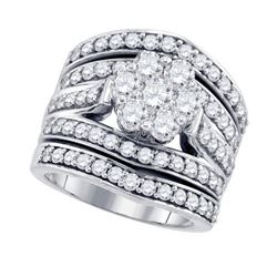 3CT Diamond Flower 14KT Ring White Gold