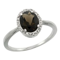 Natural 1.22 ctw Smoky-topaz & Diamond Engagement Ring 10K White Gold - SC-CW907101-REF#20R3Z
