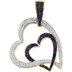 1CTW White and Black Diamond Heart 10KT Pendant Yellow Gold