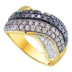 1.75CTW White and Black Diamond Anniversary 14KT Ring Yellow Gold