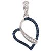 Image 1 : 0.10CTW White and Blue Diamond Heart 10KT Pendant White Gold