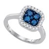 0.75CTW White and Blue Diamond Anniversary 10KT Ring White Gold