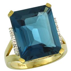 Natural 12.13 ctw London-blue-topaz & Diamond Engagement Ring 10K Yellow Gold - SC-CY905143-REF#60F3