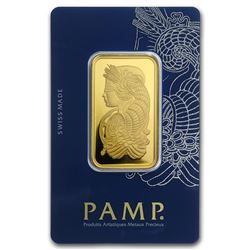 One pc. 1 oz .9999 Fine Gold Bar - PAMP Suisse Lady Fortuna Veriscan In Assay