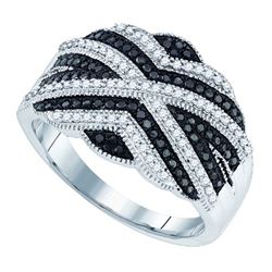 0.50CTW White and Black Diamond Micro-Pave 10KT Ring White Gold