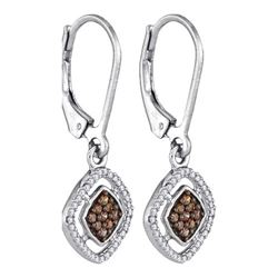 0.33CTW White and Champagne Diamond Micro-Pave 10KT Earrings White Gold