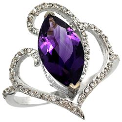 Natural 3.33 ctw Amethyst & Diamond Engagement Ring 14K White Gold - SC-R275571W01-REF#77R5Z