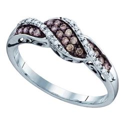 0.20CTW White and Champagne Diamond Anniversary 10KT Ring White Gold