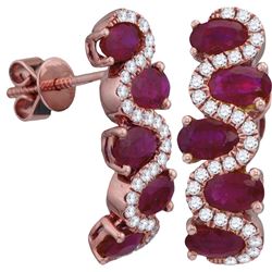 0.30CT Diamond and 2.60CT Ruby Anniversary 18KT Earrings Rose Gold