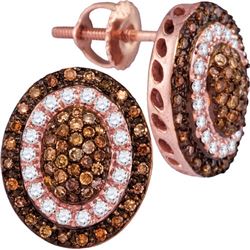 0.50CTW White and Champagne Diamond Anniversary 10KT Earrings Rose Gold