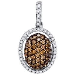 0.50CTW White and Champagne Diamond Anniversary 10KT Pendant White Gold