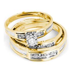 0.25CT Diamond Trio Set 10KT Ring Yellow Gold