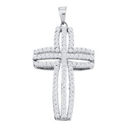 0.50CT Diamond Cross 10KT Pendant White Gold