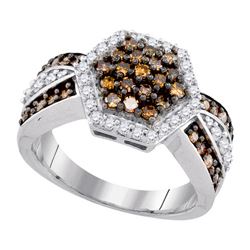 1.0CTW White and Champagne Diamond Bridal 10KT Ring White Gold