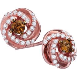 0.50CTW White and Champagne Diamond Anniversary 10KT Earrings Rose Gold