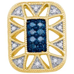 0.25CTW White and Blue Diamond Bridal 10KT Earrings Yellow Gold