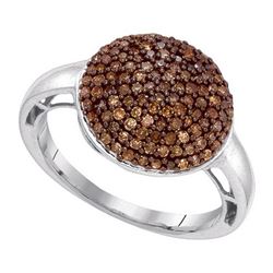 0.60CTW White and Champagne Diamond Anniversary 10KT Ring White Gold