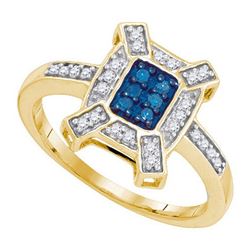 0.50CTW White and Blue Diamond Bridal 10KT Ring White Gold