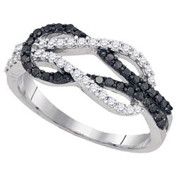 0.50CTW White and Black Diamond Bridal 10KT Ring White Gold