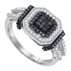 0.50CTW White and Black Diamond Bridal 10KT Ring White Gold