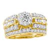 Image 1 : 1.35CT Diamond Flower 14KT Ring Yellow Gold
