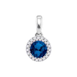 0.15CT Diamond and 0.60CT Sapphire Anniversary 14KT Pendant White Gold