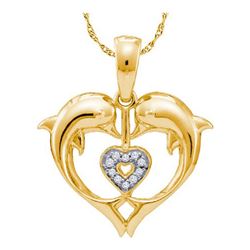 0.03CT Diamond Dolphin 10KT Pendant Yellow Gold