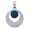 Image 1 : 0.35CTW White and Blue Diamond Micro-Pave 10KT Pendant White Gold