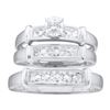 Image 1 : 0.10CT Diamond Trio Set 10KT Ring White Gold