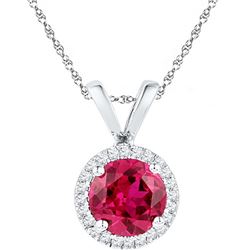 0.10CT Diamond and 1CT Ruby Anniversary 10KT Pendant White Gold