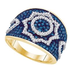 0.50CTW White and Blue Diamond Bridal 10KT Ring Yellow Gold