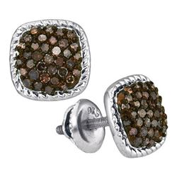 0.50CTW White and Champagne Diamond Micro-Pave 10KT Earrings White Gold