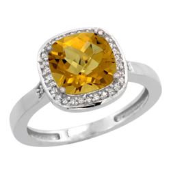 Natural 3.94 ctw Whisky-quartz & Diamond Engagement Ring 14K White Gold - SC-CW426151-REF#36F7N