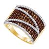 Image 1 : 1.0CTW White and Champagne Diamond Micro-Pave 10KT Ring Yellow Gold